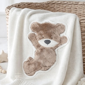 Große Teddy Applikation , Patches, Aufnäher, Bügelapplikation, Stickwolke, Mebrit, Patch, Bügelbild, Teddybär, Luftsprung