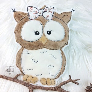 Large owl application, patches, patches, iron-on application, embroidery cloud, mebrit, patch, owl, girl, brown