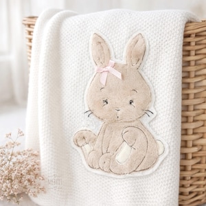 Große Applikation Hase, Aufnäher,  Bügelapplikation, Stickwolke, Mebrit, Patch, Bügelbild, Hase, Kaninchen, Applikation, Schultüte