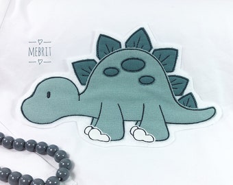 Large application dino, patches, patches, iron-on application, embroidery cloud, Mebrit, boys, green, iron-on image, school cone, application, dinosaur