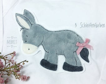 Large donkey application, patches, iron-on application, embroidery cloud, Mebrit, patch, iron-on image, girls, boys, gray, school cone