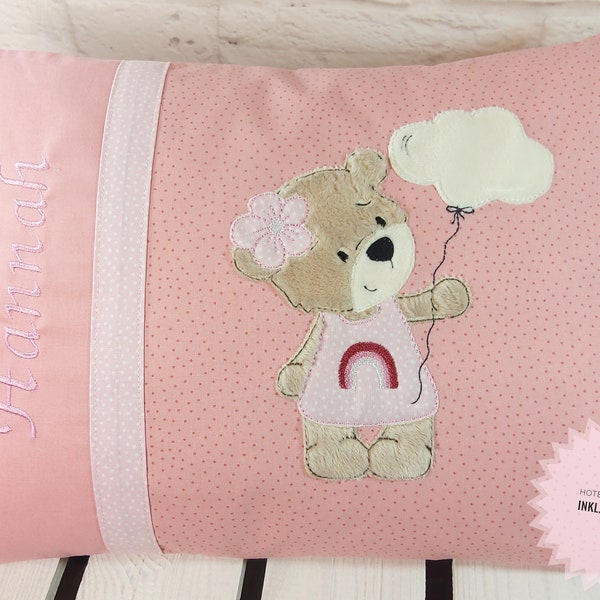 Kuschelkissen mit Namen, Kinderkissen personalisiert, Mädchen, rosa, Babygeschenk, Babygeschenk personalisiert,