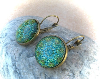 green-turquoise glass earrings