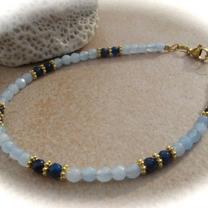 blaues Jade-Achat-Fußkettchen, Edelsteinfußkettchen,Edelsteinschmuck
