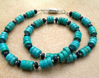 Collana di lapislazzuli-howlite-turchese, collana di pietre preziose, gioielli con pietre preziose, collana blu turchese