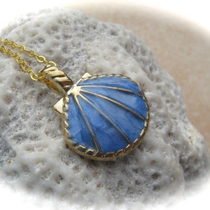 blue enamel scallop pendant
