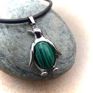 Malachite Pendant Penguin, Gemstone Pendant