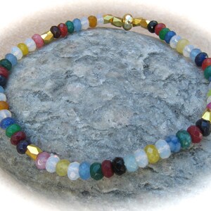 colorful faceted jade bracelet, stretch bracelet, boho bracelet