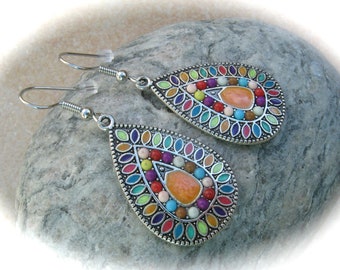 colorful enamel earrings