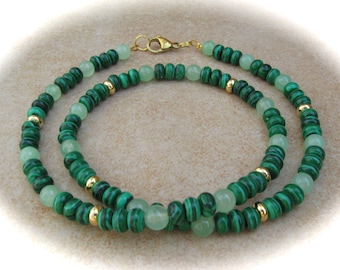 Malachit-Jade-Kette,Edelsteinkette,Edelsteinschmuck,grüne Kette