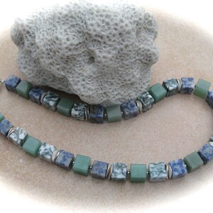 Sodalith Jade Jasper Cube Collier, Cube Chain, Stone Chain, Gemstone Necklace image 8