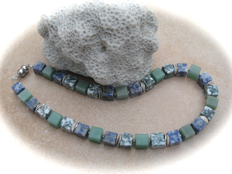 Sodalith Jade Jasper Cube Collier, Cube Chain, Stone Chain, Gemstone Necklace image 8
