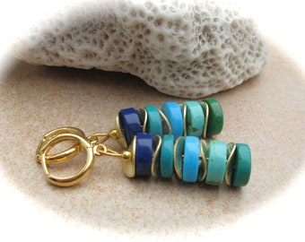 Boucles d’oreille turquoise Lapis lazuli