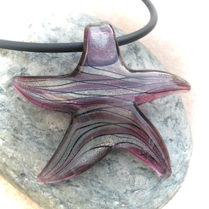 dark purple-silver glass pendant starfish