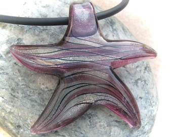 dunkelviolett-silberner Glasanhänger Seestern