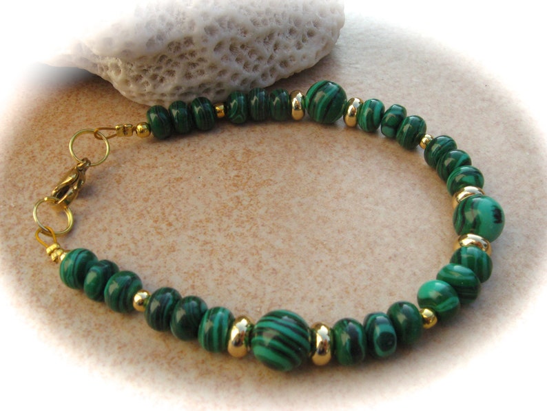 Malachite bracelet, stone bracelet, green bracelet, gemstone bracelet image 2