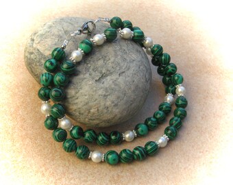 Malachite necklace, stone necklace, gemstone necklace, green necklace