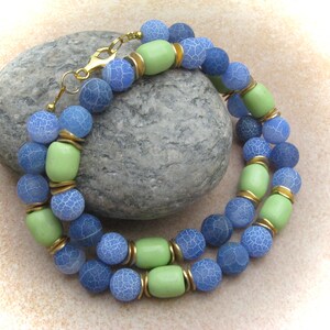 Agate-Chrysoprase necklace, gemstone necklace, stone necklace, gemstone jewelry, blue-green necklace