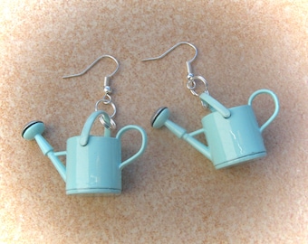 light turquoise watering can earrings