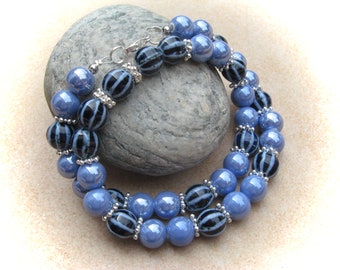 blue ceramic necklace summer,ceramic necklace,ceramic jewellery