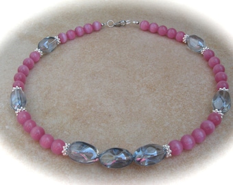 pink-grey cateye glass chain