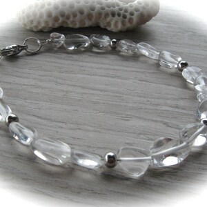 Pulsera de cristal de roca, pulsera de piedras preciosas, joyería de piedras preciosas