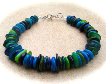 turquoise-green-blue mother-of-pearl bracelet