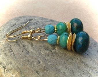 Chrysocolla earrings, gemstone earrings, gemstone earrings