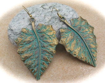 large leaf earrings