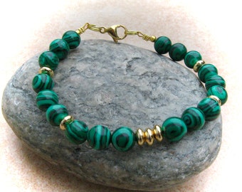 Malachite bracelet, stone bracelet, green bracelet, gemstone bracelet, malachite jewelry