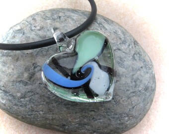 colorful glass heart, glass pendant