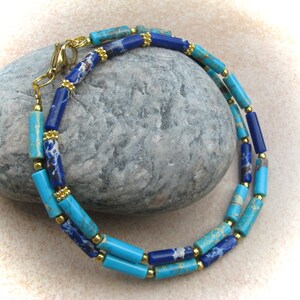 delicate turquoise-blue jasper necklace, stone necklace, gemstone necklace