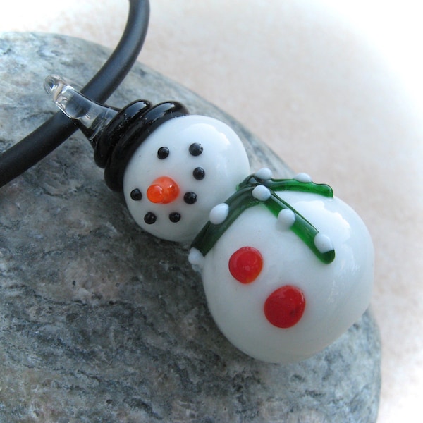 Pendentif en verre bonhomme de neige