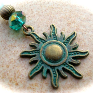 Earrings with patina sun image 2