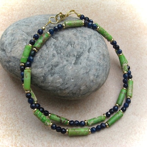 delicate green-blue jasper jade necklace, stone necklace, gemstone necklace