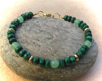 Malachite jade bracelet, gemstone bracelet, gemstone jewelry, green bracelet