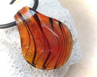 orange-gold-brown-black glass pendant