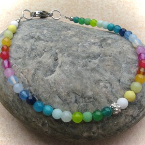 zartes buntes Jade-Achat-Armband,Edelsteinarmband,Edelsteinschmuck
