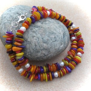 purple-yellow-orange-red mother-of-pearl necklace