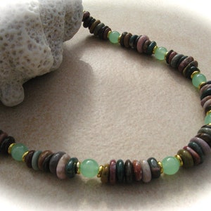 Ozeanjaspis-Jade-Kette, Edelsteinkette, Edelsteinschmuck, Steinkette, bunte Kette