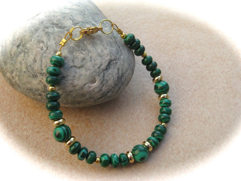 Malachite bracelet, stone bracelet, green bracelet, gemstone bracelet image 3