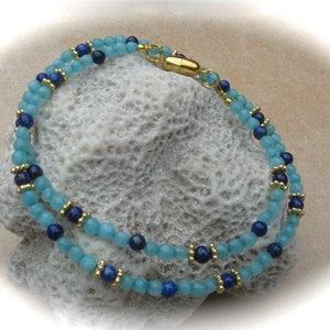 delicate agate lapis lazuli necklace, stone necklace, gemstone necklace