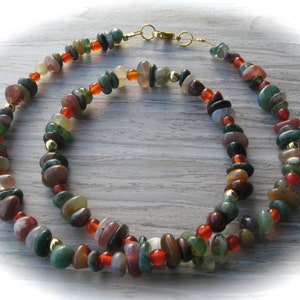 Indiase Agaat Carneool ketting, edelsteen ketting, edelsteen sieraden
