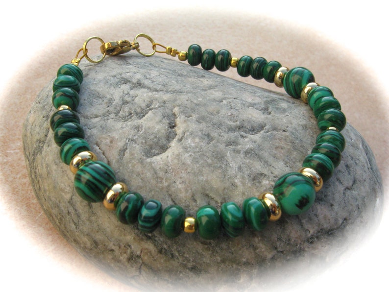 Malachite bracelet, stone bracelet, green bracelet, gemstone bracelet image 1