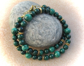 noble malachite necklace, malachite necklace, stone chain, gemstone necklaces, gemstone jewelry, green chain