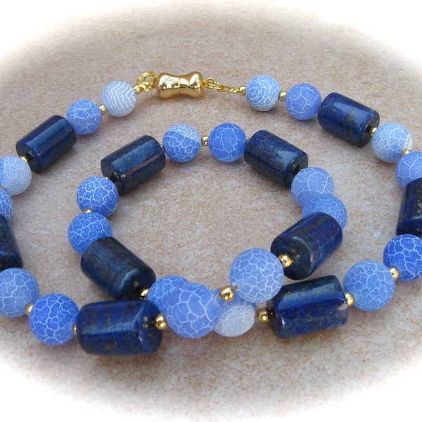 edle Lapislazuli-Achat-Kette