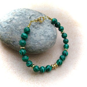 Malachitarmband, Steinarmband, grünes Armband, Edelsteinarmband, Malachitschmuck Bild 4
