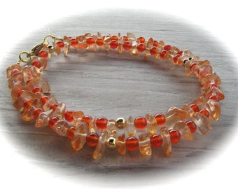 Carnelian necklace, gemstone necklace, splinter chain, gemstone jewellery, stone chain