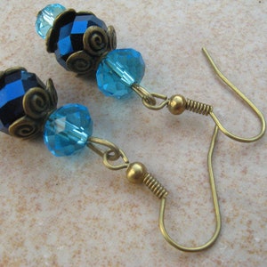 pearl-turquoise earrings, sparkling dream, glass earrings, vintage earrings