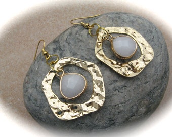 gold-plated jade brass earrings